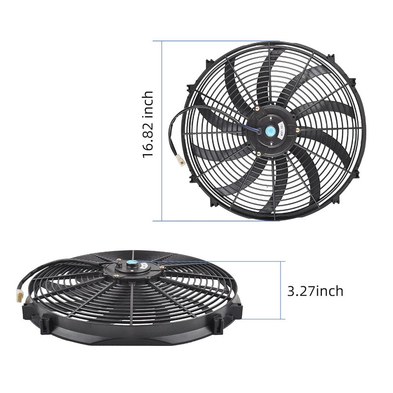 GESEXI 16 Inch Slim Fan Push Pull Electric Radiator Cooling Fan Universal High Performance 12V 120W Motor with Fan Mounting Kit (Black) - Image 4